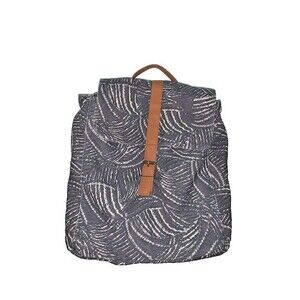 Lu & Elle Backpack Paradise Palm Blue Canvas‎ Flap Drawstring Travel Bag